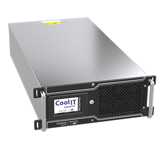 CoolIT CHx80 compact rack DLC coolant distribution unit for efficient liquid cooling.