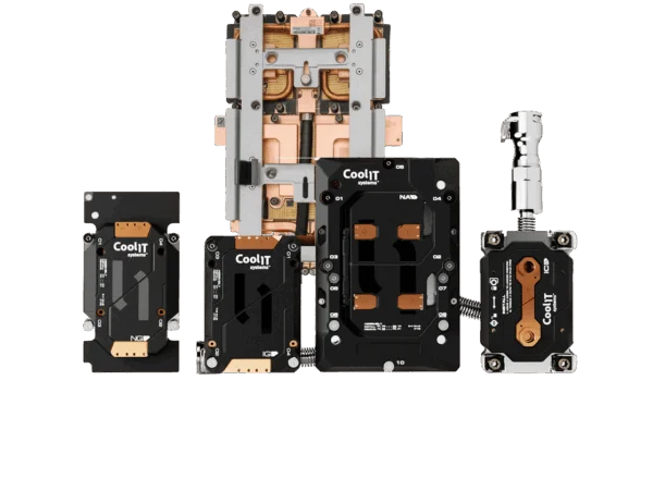 Range of CoolIT direct liquid cooling coldplates for GPUs, CPUs, and accelerators